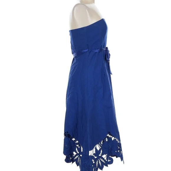 Betsey Johnson Elegant Blue Cutout Strapless Cotton Dress Size 8 - Picture 3 of 12